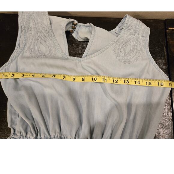 Anthropologie Holding Horses Sleeveless Chambray Embroidered Dress Small - Picture 11 of 12